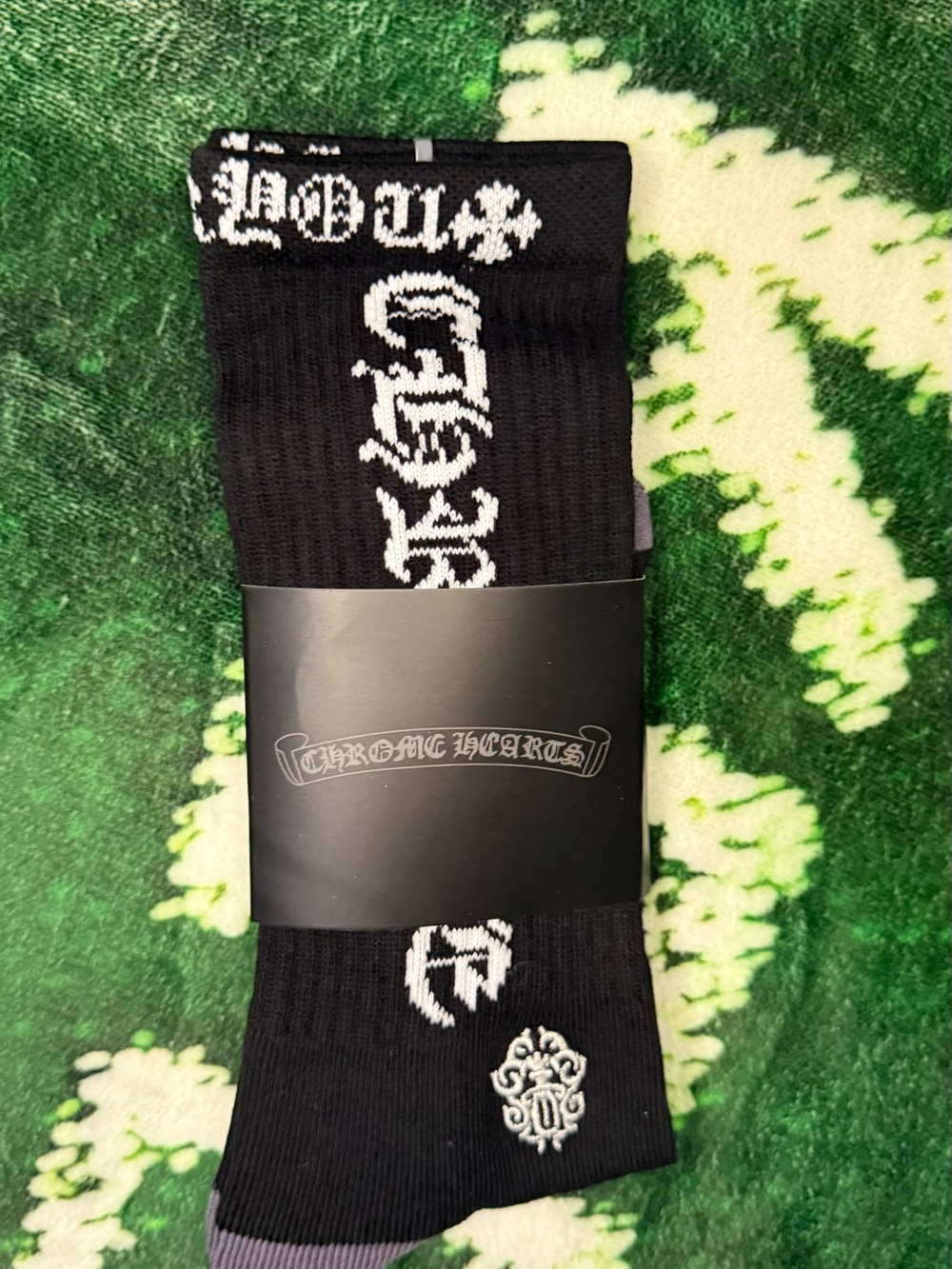 Chrome Hearts Black and White Logo Crew Socks